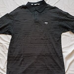 Cutter & Buck Black and White Wake Forest Striped Polo Shirt